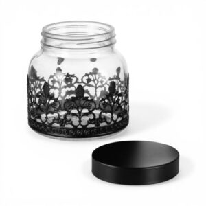 Glass Jar with Ivory Casing and Lid (H11.5cm)