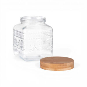 Glass Storage Jar with Bamboo Lid (H16cm)